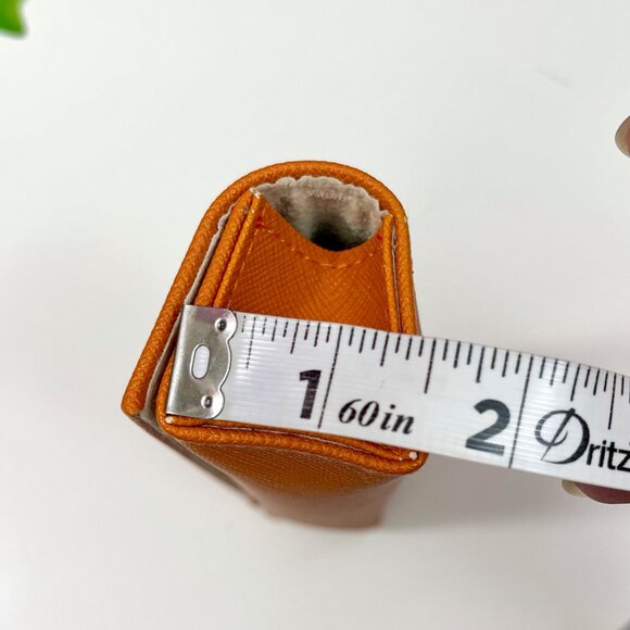 Tory Burch Orange Saffiano Leather Eyeglass Case With Gold Logo - Picture 8 of 9